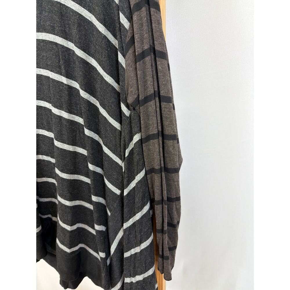 Alembika Striped Drop Shoulder Tunic Top Gray Brown Colorblock Israel L - Picture 3 of 8
